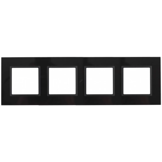 Рамка на 4 поста, стекло, Эра Elegance, чёрный+антр, 14-5104-05