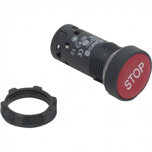 Кнопка 22мм красная 1НЗ с маркировкой STOP