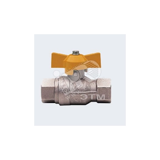 Кран шаровой газовый 1' ВВ ручка бабочка желтая BERLIN