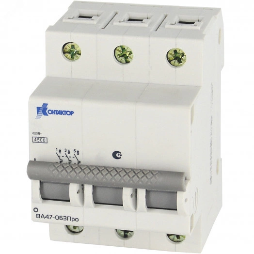Выключатель автоматический трехполюсный 6А В ВА47-063Про 4.5kA