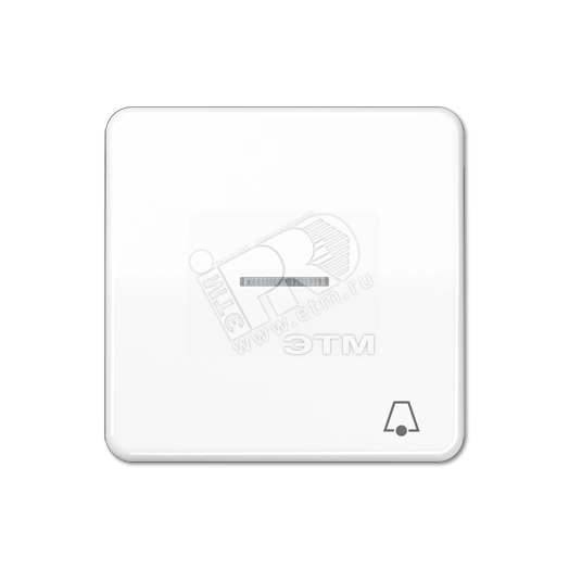 Клавиша с окошком и символом  звонок  для выключателей с подсветкой  белая