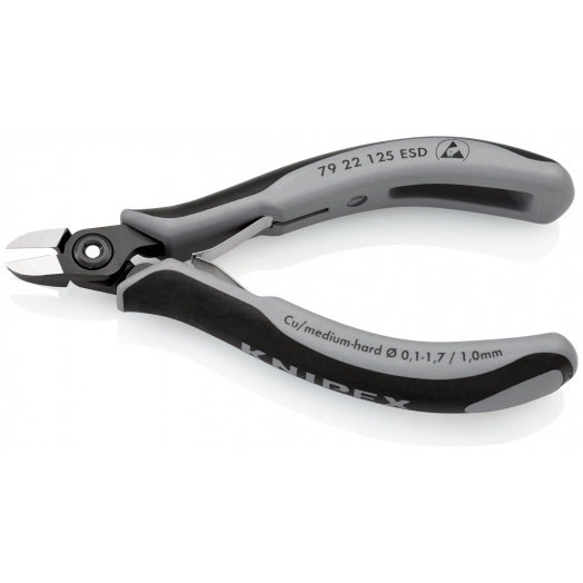 Прецизионные кусачки боковые для электроники антистатические ESD вороненые 125 mm KN-7922125ESD