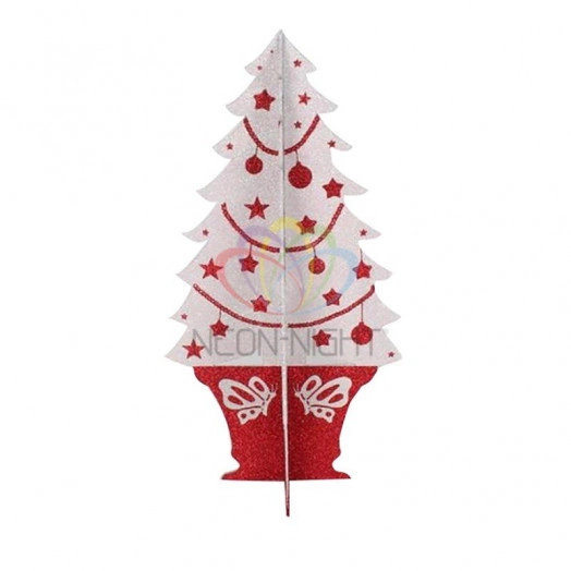 Фигура профессиональная елочная Елочка складная 3D 56х30см красный/белый