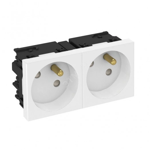 Розетка двойная 33° Modul45connect, французский стандарт, 250 В, 16A (красный)