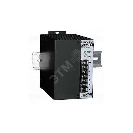 Блок питания промышленный. DC55V, 2,7A(150W). Диапазон входных напряжений AC100-240V. КПД 83%.