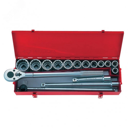 Набор торцевых головок с принадлежностями 3/4', двенадцатигранные, 21-50 мм, 16 предметов