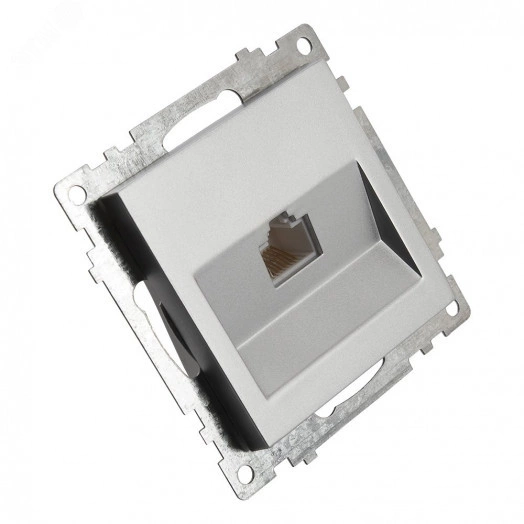 Розетка компьютерная 1-местная RJ-45 (механизм), серия Катрин, серебро