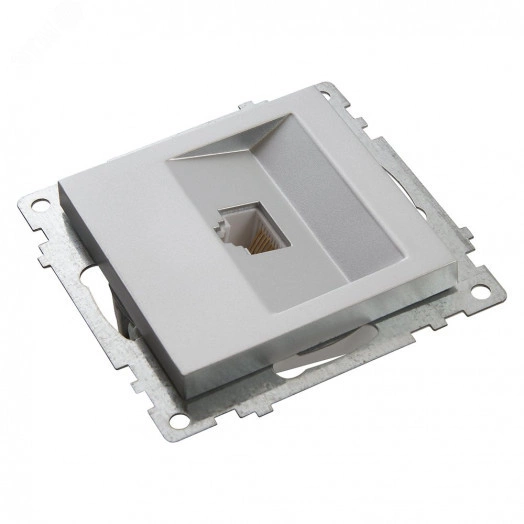 Розетка компьютерная 1-местная RJ-45 (механизм), серия Катрин, серебро