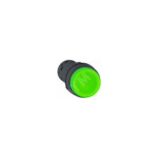 Кнопка 22мм 230В зеленая с подсветкой