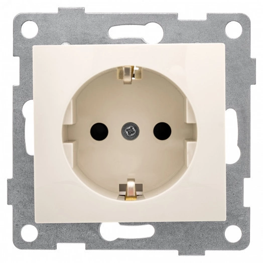 GUSI Bravo механизм розетки 1-ой с/з с з/ш,  скрытая  установка, 16А, 250В. Цвет бежевый.
