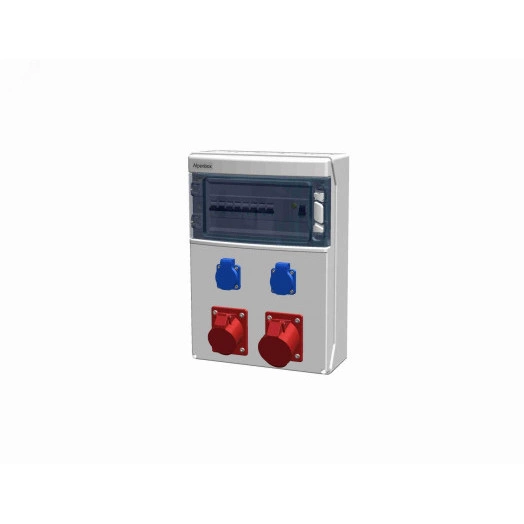 Устройство распределительное AlpenBox 0090043  2хSHUKO16А250В 1хСЕЕ16А5п 1хСЕЕ32А5п с защитой, вход УЗО, 310x436x148, настенное, пластик, IP44