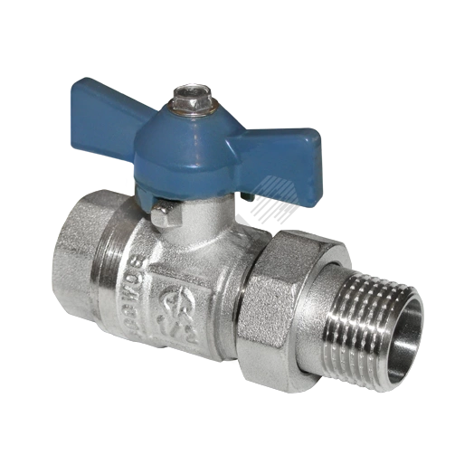 Кран шаровой со сгоном ВН 1/2 U бабочка никелированный