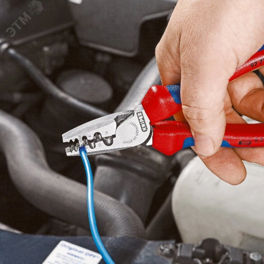 Пресс-клещи для обжима контактных гильз 9 гнезда 025-160мм (AWG 23-5) L=180мм 2-компонентные рукоятки