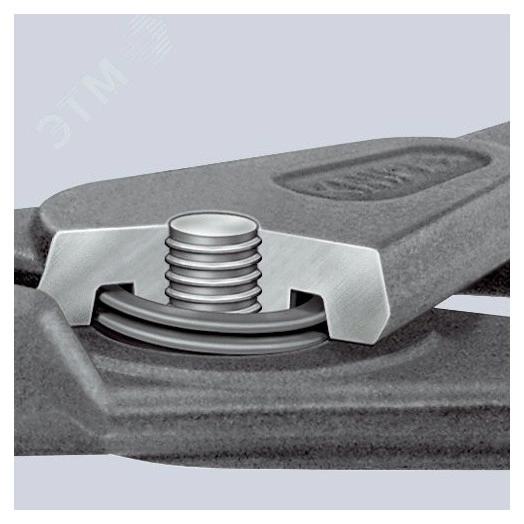 Щипцы прецизионные для внешних стопорных колец губки под углом 90° посадочный размер  40 - 100 мм диаметр наконечников  23 мм L-210 мм Cr-V чёрные обливные рукоятки KN-4921A31