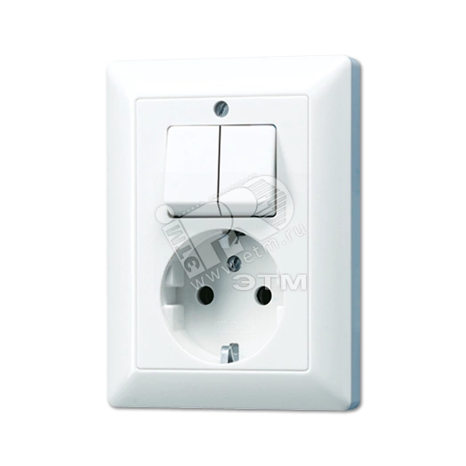 Розетка штепсельная SCHUKO 16A 250V с сдвоенным выключателем белая