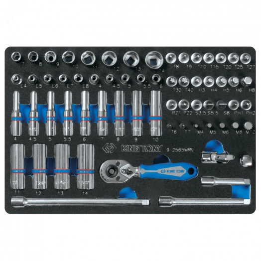 Набор торцевых головок 1/4' с принадлежностями, ложемент, 65 предметов