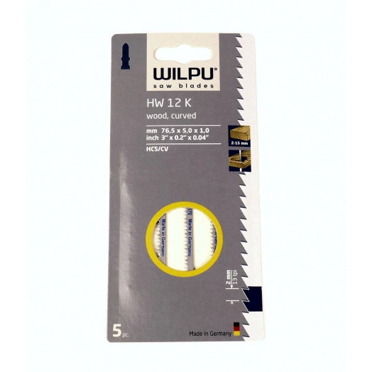 Пилка для лобзика HW 12 K х5шт/уп для мягкого дерева до 15мм, изоляц.материала (криволин.рез)
