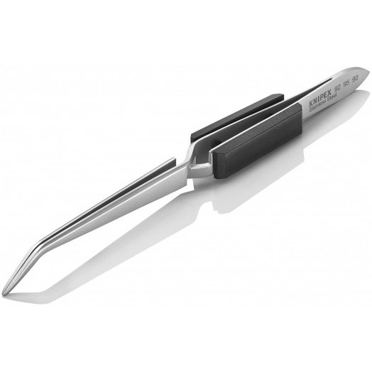 Пинцет крестовидный тонкие зазубренные губки под 45° L-160 мм пружинная сталь хромированный KN-929590