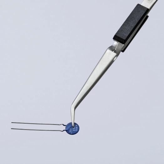 Пинцет крестовидный тонкие зазубренные губки под 45° L-160 мм пружинная сталь хромированный KN-929590