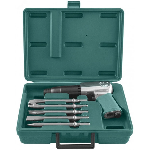 Набор молоток пневматический 2100 уд/мин., патрон H10, с насадками, 8 предметов