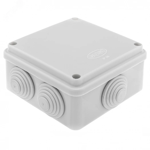 Коробка распределительная 100?100?50 (6 муфт д32), крышка на винтах, IP55, ОП, AБC пластик серый