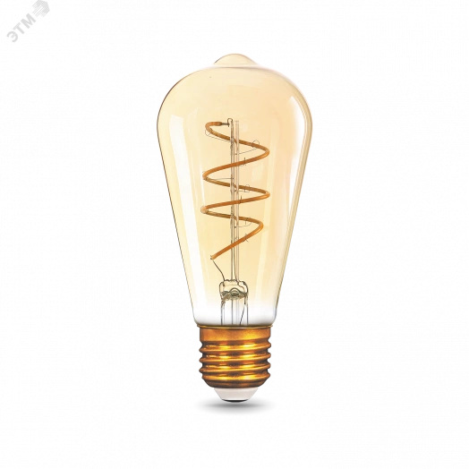Лампа светодиодная LED 6 Вт 360 Лм 2400К теплая Е27 ST64 golden flexible Filament Gauss