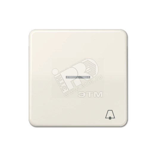 Клавиша с окошком и символом  звонок  для выключателей с подсветкой  слоновая кость