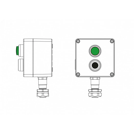 Взрывозащищенный пост управления из алюминияCPE-A-12-(1xP1B(11)-1xLG(250))-1xKAEPM2MHK-20(C)1Ex d e IIC Т5 Gb / Ex tb IIIC T95°C Db IP66