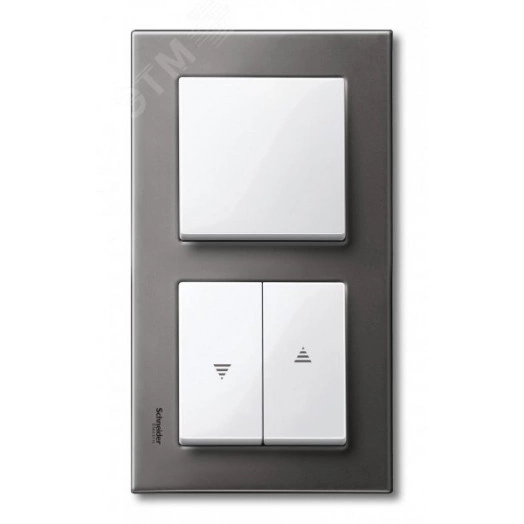 Рамка 2 поста металлическая серый родий