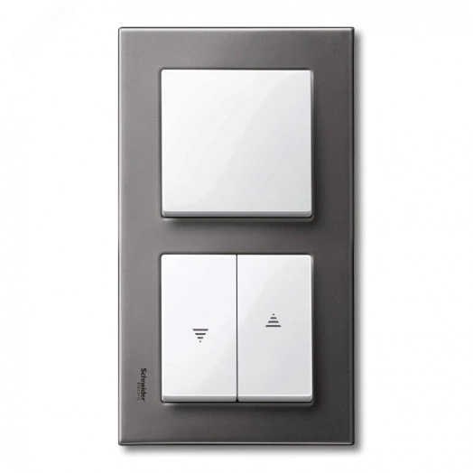 Рамка 2 поста металлическая серый родий