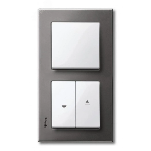 Рамка 2 поста металлическая серый родий