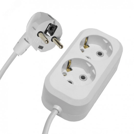 Удлинитель двухместный с/з 3x0,75, 7м, серия Home, белый, Stekker