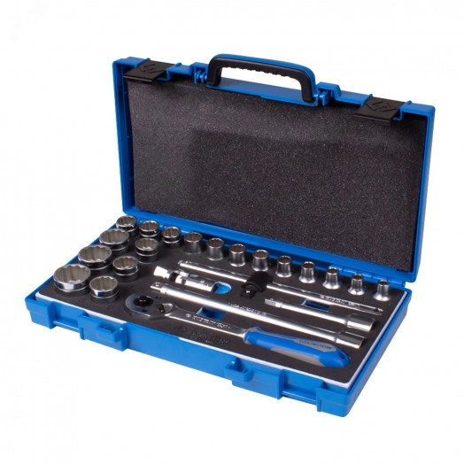 Набор торцевых головок с принадлежностями 1/2', двенадцатигранные, 8-32 мм, 23 предмета