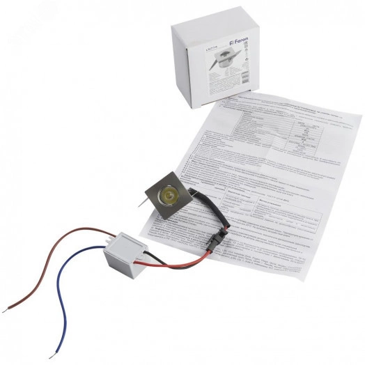 Светильник светодиодный ДВО-1w 6400K 43Лм квадратный серебро