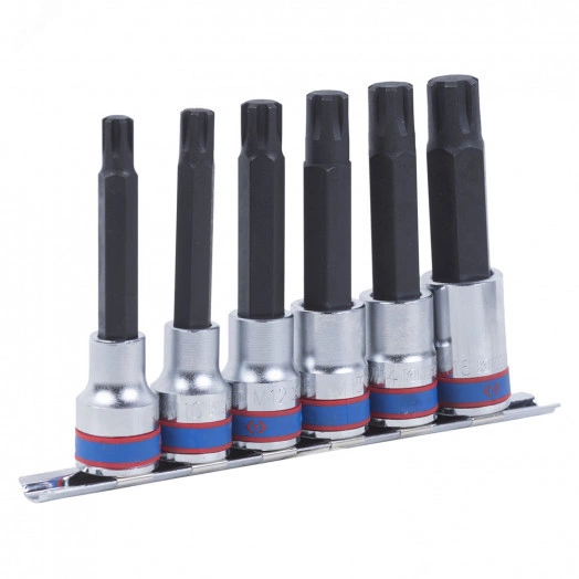 Набор торцевых насадок 1/2', RIBE, М9-М16, L = 100 мм, 6 предметов
