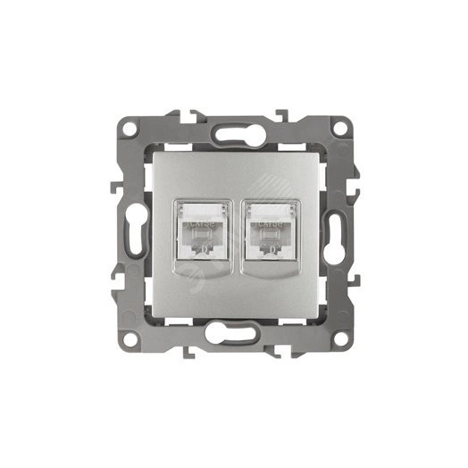 Розетка информационная двойная 2XRJ45, Эра12, алюминий, 12-3108-03