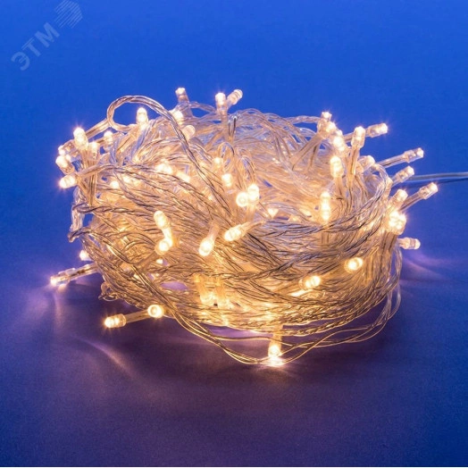 Гирлянда светодиодная 10м 100 светодиодов Теплый белый свет Провод прозрачный ULD-S1000-100/DTA WARM WHITE IP20