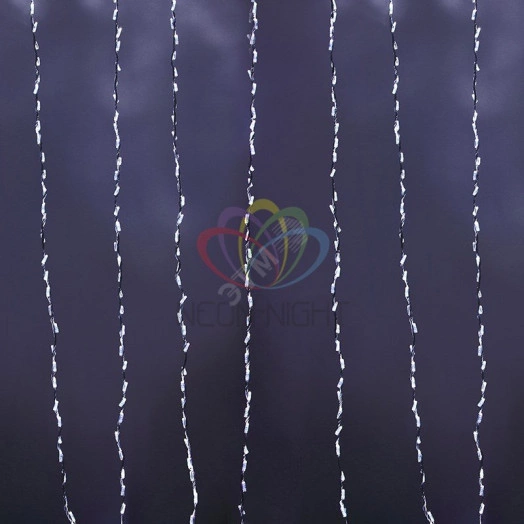 Гирлянда профессиональная LED - Умный дождь 3 секции 1x3м 4x3 нитей 30W 24В 8 каналов 672LED белый IP65