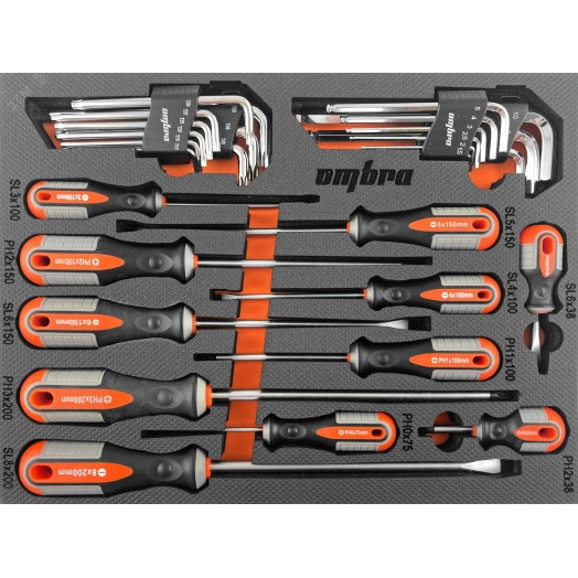 Набор отверток стержневых ROUND GRIP и торцевых ключей в EVA ложементе 280х375 мм, 29 предметов