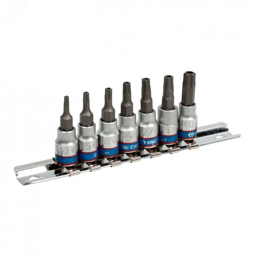 Набор торцевых насадок 1/4', TORX, Т10-Т40 мм, L = 37 мм, 7 предметов
