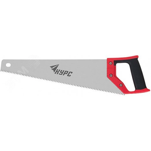 Ножовка по дереву, крупный каленый зуб 5 ТPI, 2D заточка, пластиковая прорезиненная ручка 450 мм