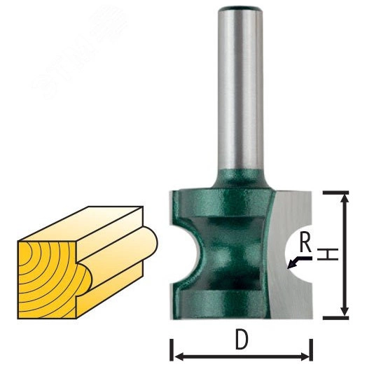 Фреза кромочная полукруглая DxHxL=25.4х22х54.2 мм