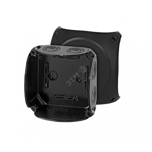 Коробка распределительная пустая 130х130х77 IP66/67 черная стойкая к УФ