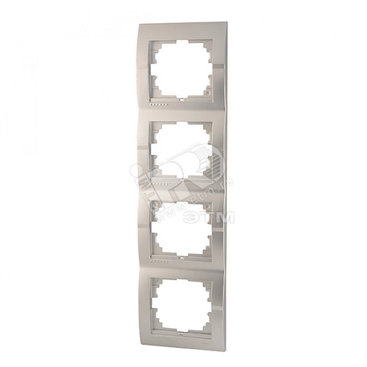 DERIY Рамка 4-ая вертикальная Серебристый металлик