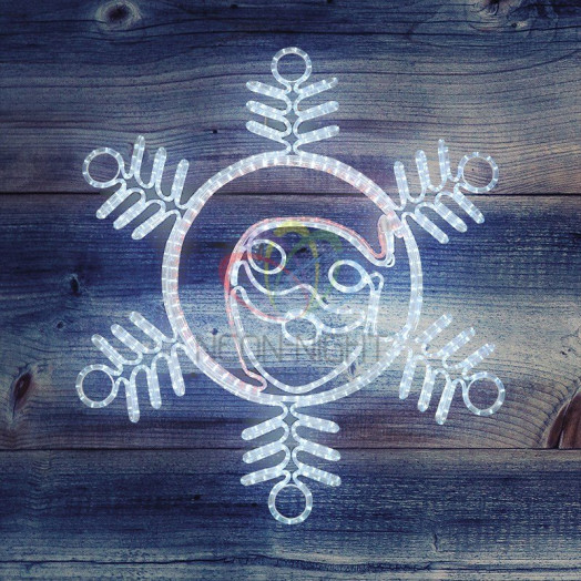 Фигура профессиональная Снежинка с Дедом морозом 107х95см 14м дюралайт