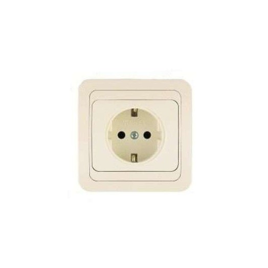 Розетка 1-м СП Mimoza 16А IP20 с заземл. крем./крем. Makel 25028