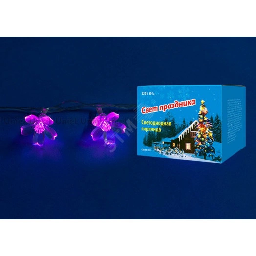 Гирлянда светодиодная с контроллером Сакура розовая 50 светодиодов 7 м розовая IP20 провод прозрачный ULD-S0700-050/DTA PINK IP20 PINK SAKURA