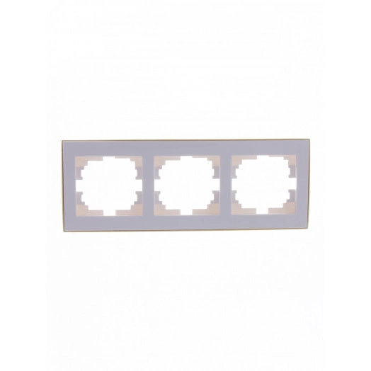 Рамка RAIN 3-ая горизонтальная белая с боковой вставкой золото