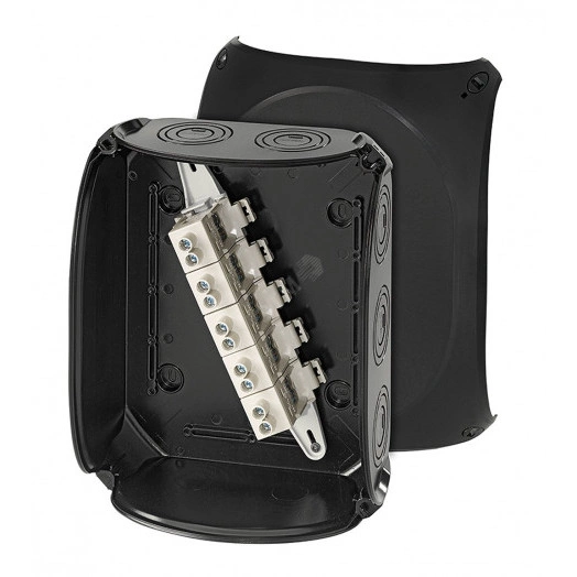 Коробка клеммная 5 положений до 35мм2 205х255х112 IP66/67 черная стойкая к УФ