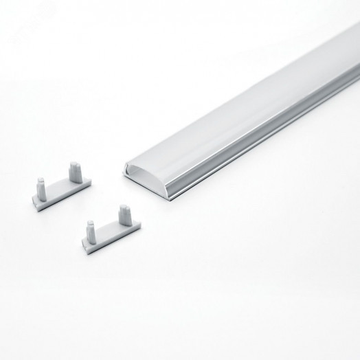 Профиль накладной гибкий алюминиевый 2м серебро матовый экран 2 заглушки 4 крепежа для светодиодных лент Feron